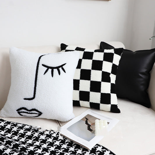 Black And White Simple Checkerboard Pillow